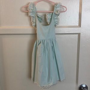 Dollcake sundress mint green with cream trim